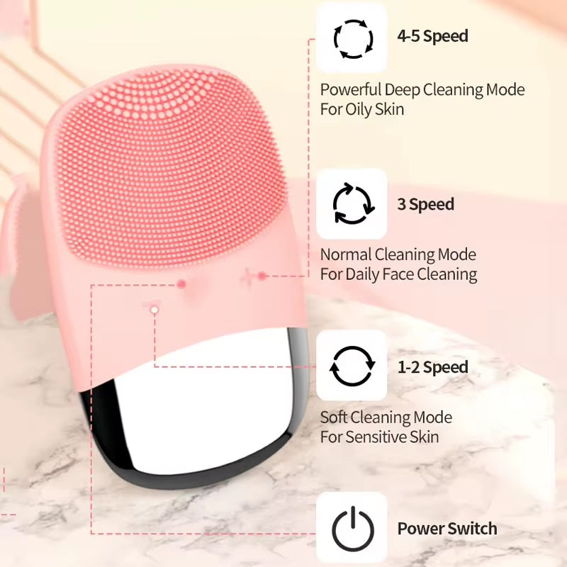 Square ultrasonic face cleansing massage tool 